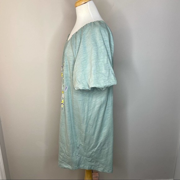 Umgee Floral Embroidered Jersey Puff Sleeve Dress - Picture 3 of 9